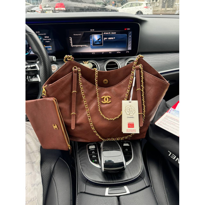 Жіноча сумка Chanel Maxi Shopping Bag Brown Premium