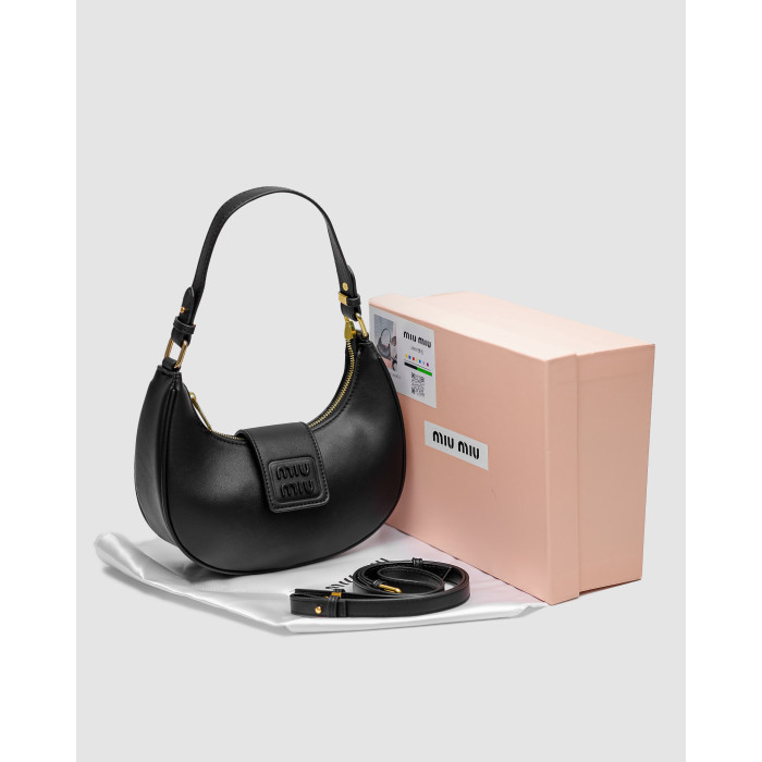 Жіноча сумка Miu Miu Leather Hobo Bag Black/Black Premium